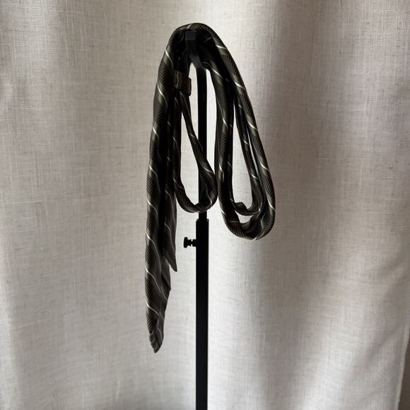 Ike Behar New York Silk Cotton Striped Tie Olive Brown Ribbed Necktie - Picture 10 of 10